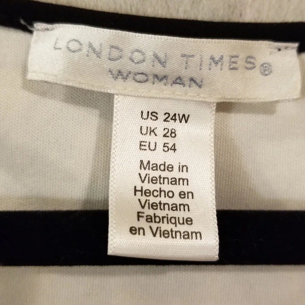Mixed print dress. Faux drawstring. Size 24W by London Times - Picture 4 of 4